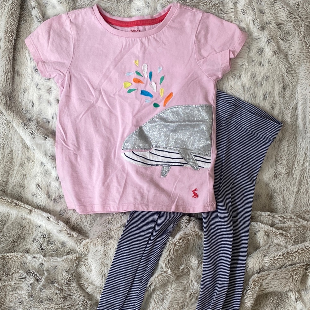 Joules Pink Whale T-Shirt and Matching leggings size 5